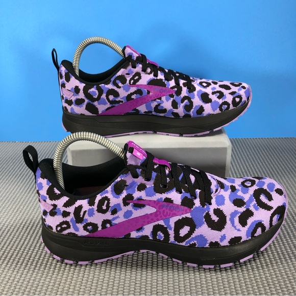 Brooks Revel 5 Cheetah Print Running Shoes (NEW, women’s, Black Purple) - Picture 6 of 7